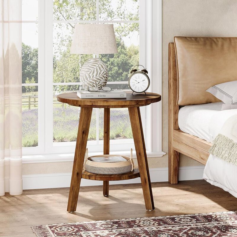 Solid Wood Round End Table image number 2