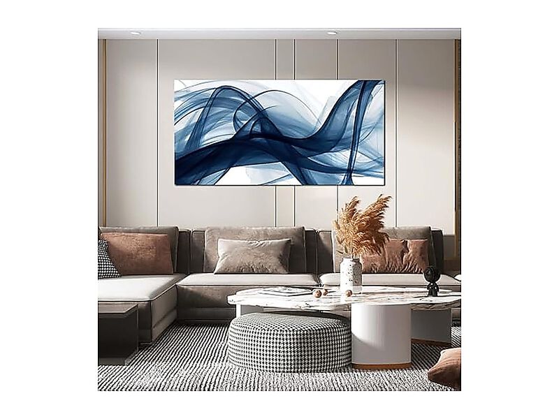 Blue White Abstract Wall Decor Bedroom Modern Art Living Room Office 24 X 48 image number 3