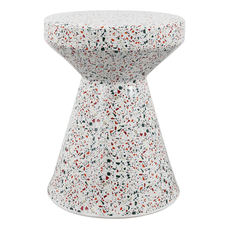 Xenia Modern Bohemian Terrazzo Indoor/Outdoor Drum Accent Table