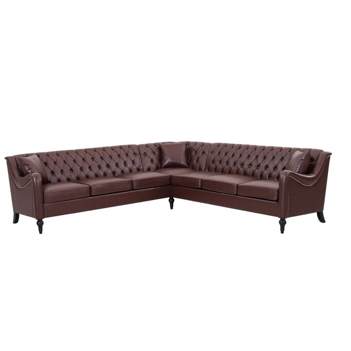 Welknu PU Leather L‑Shaped Sectional Sofa