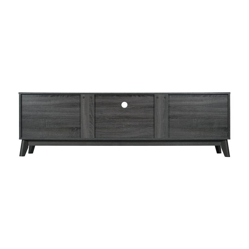 Flash Furniture Mid-Century modern 70 Inch media console holds TV's 65+ inches, Black Wash image number 2