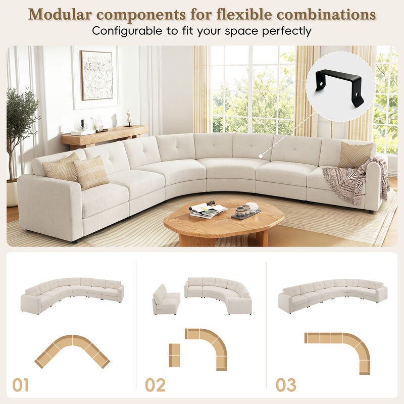 Merax Curved Modular Sectional Sofa with Customizable Layout, High-Resilience Foam & Pocket Spring Seats image number 5