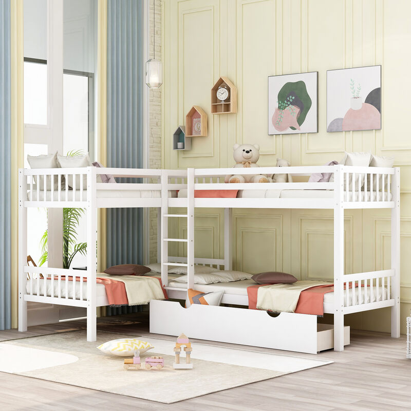 Merax Twin L-Shaped Bunk bed with Drawers image number 2