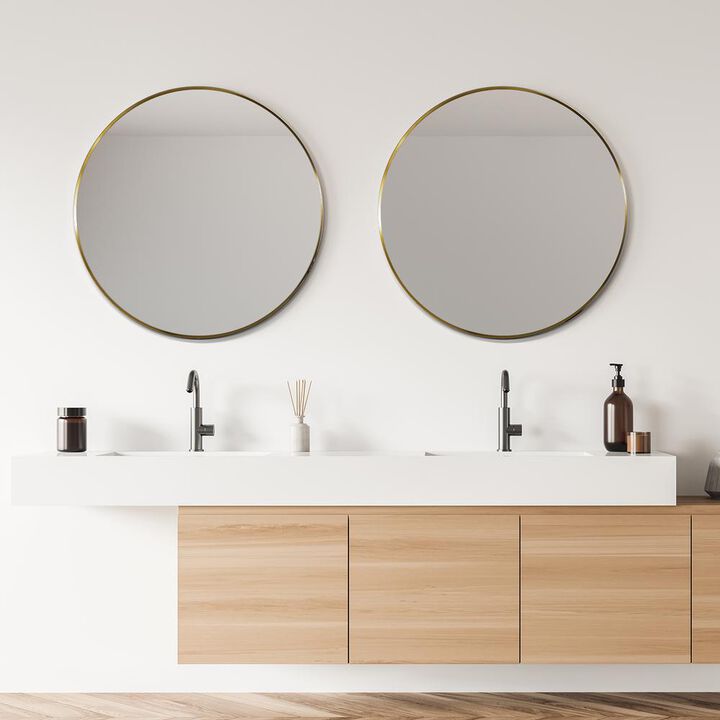Altair Liceo 30 Circle Bathroom/Vanity Brushed Gold Aluminum Framed Wall Mirror