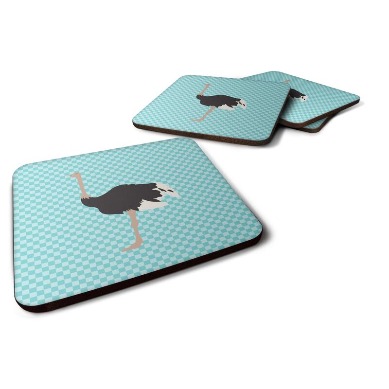 Caroline's Treasures Common Ostrich Blue Check Decorative coasters, 3.5, Multicolor