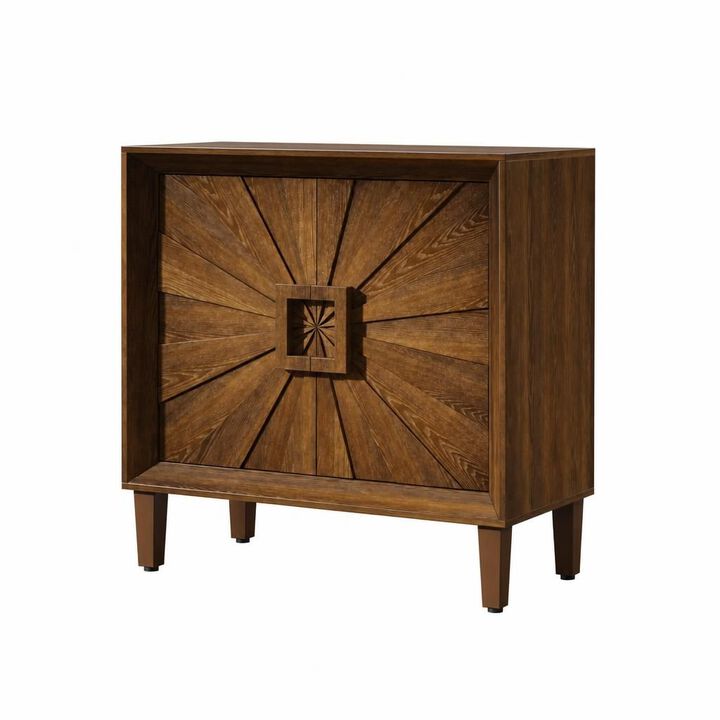 GOODSILO Compact Mid-Century 2-Door Storage Credenza with Adjustable Shelves, Small Space Accent Cabinet for Dining Room Entryway