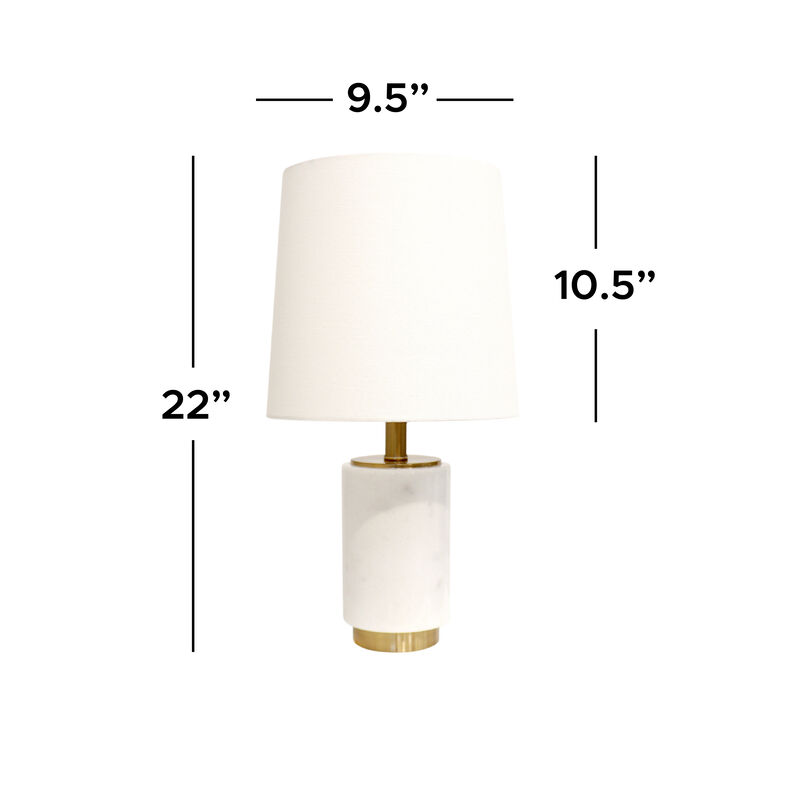 Pasargad Home Leon Marble White/Gold Table Lamp, H22"