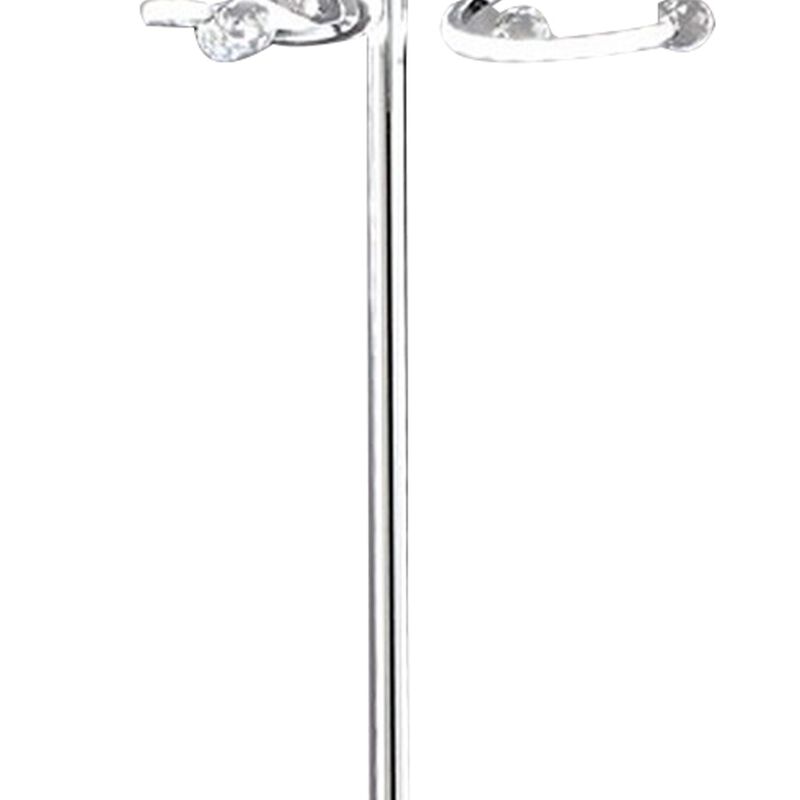 Rue 63 Inch Floor Lamp, Ring LEDs, Metal Round Base, Modern Chrome Finish-Benzara