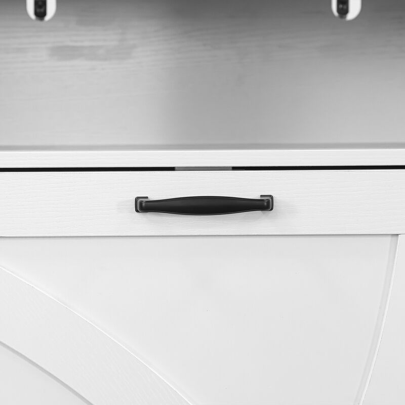 Farmhouse Tilt-Out Trash Can and Laundry Hamper Cabinet with Open Storage Shelf for Kitchen, Bathroom, Pantry, and Laundry Room image number 7