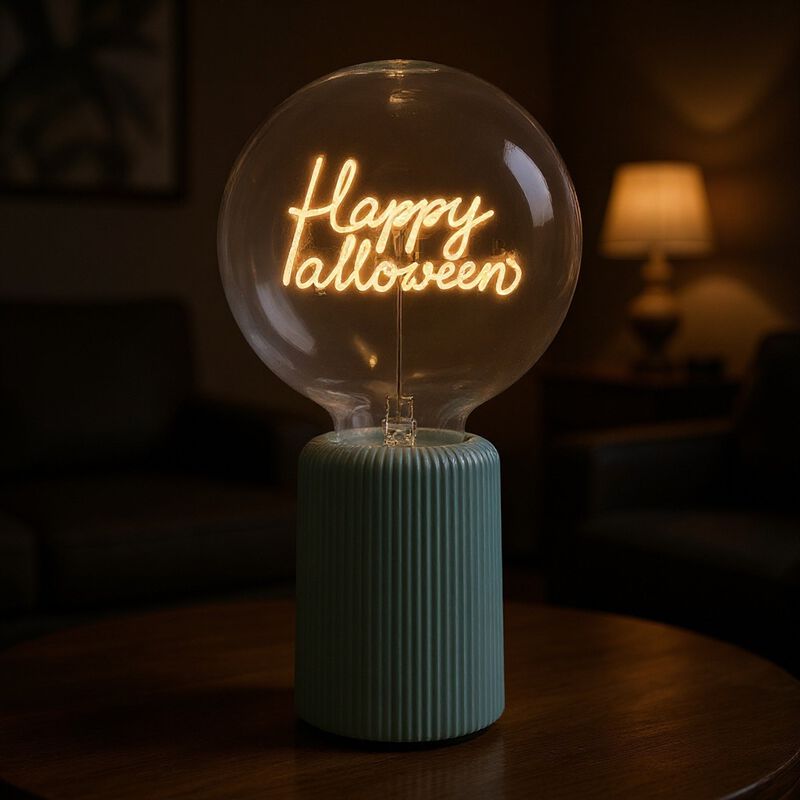 Bulb HAPPY HALLOWEEN Amber with Base Table Lamp PORTABLE Pop image number 2