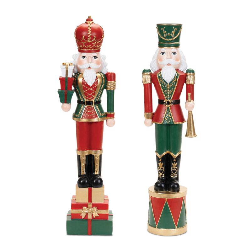 Set of 2 Holiday Nutcracker Soldiers for Christmas Mantel or Tabletop Display