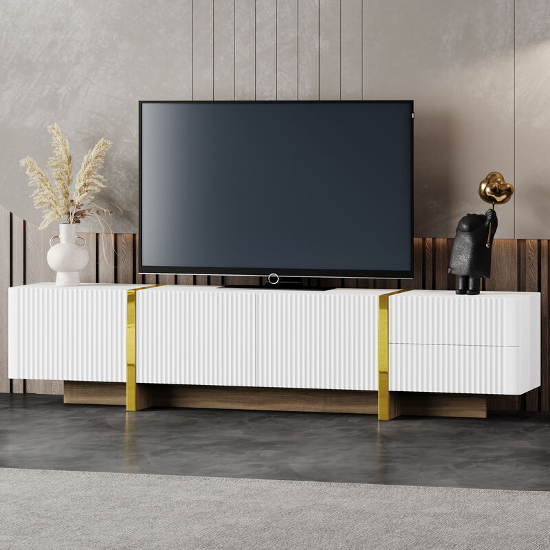 Merax Luxury Fluted Storage Cabinet TV Stand