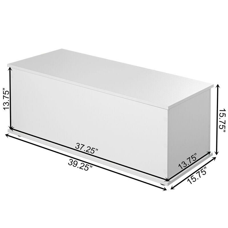 Multi Purpose White Wooden Storage Box, Organizer and Bench Perfect Furniture to Add Accent in Entryway and keep Shoes, Bedroom Bench, Playroom Storage or Window Table in your Living Room