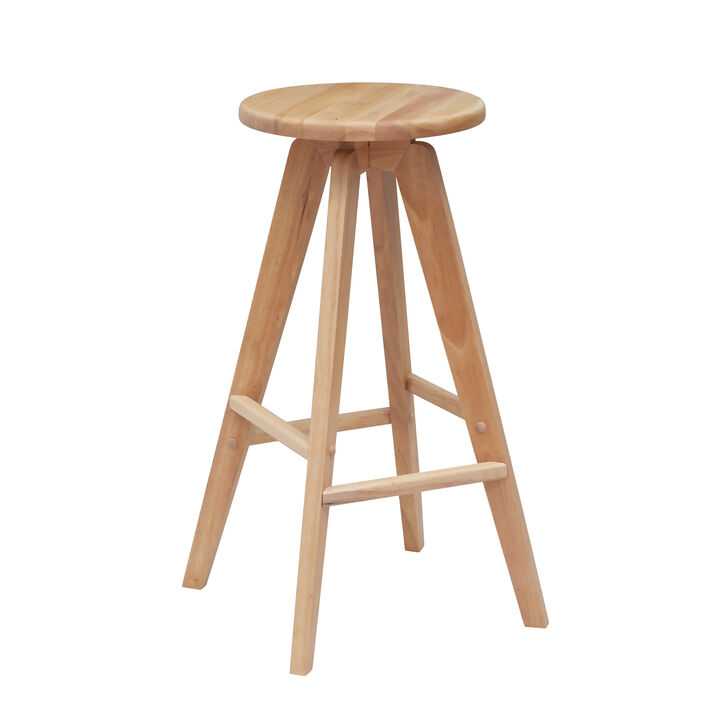 Ceren MidCentury Industrial Round Solid Wood Backless Stool