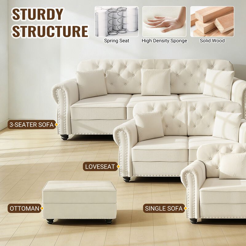 3-Seat Velvet Upholstered Sectionals image number 5