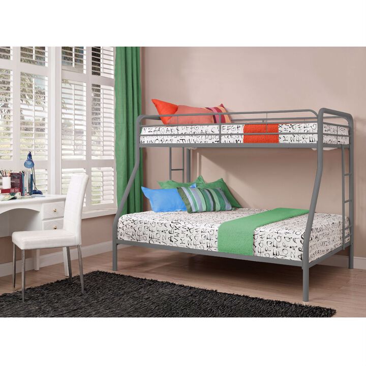 Hivvago Twin over Full size Sturdy Metal Bunk Bed in Silver Finish