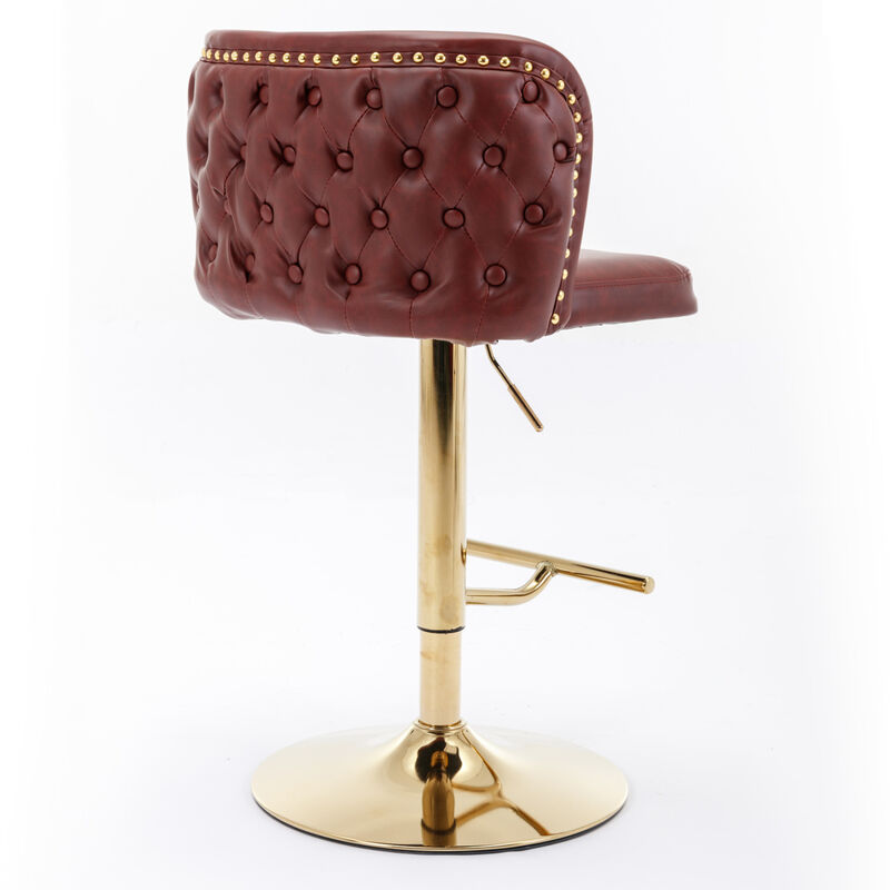 Streamdale Adjustable Swivel Bar Stools, Wine Red, Set of 2 image number 4