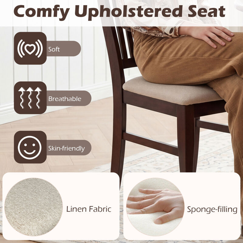 Set of 4 Dining Side Chairs with Rubber Wood Frame and Padded Seats image number 4