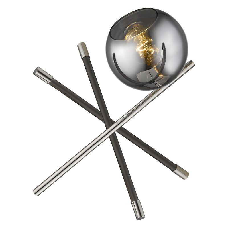 HomeRoots 18" Black Metal Tripod Table Lamp With Nickel Globe Shade image number 2