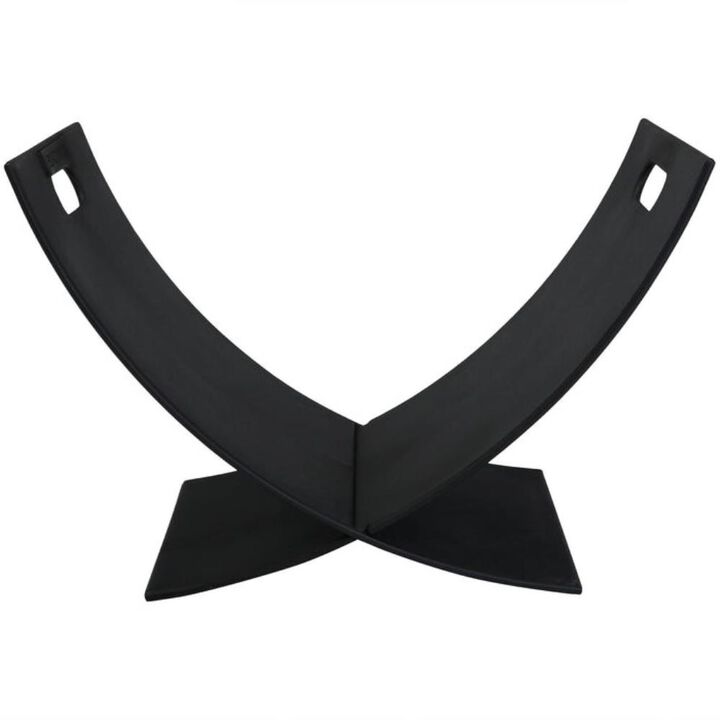 Hivvago Black Indoor/Outdoor 30 inch Steel Powder Coated Firewood Log Storage Rack