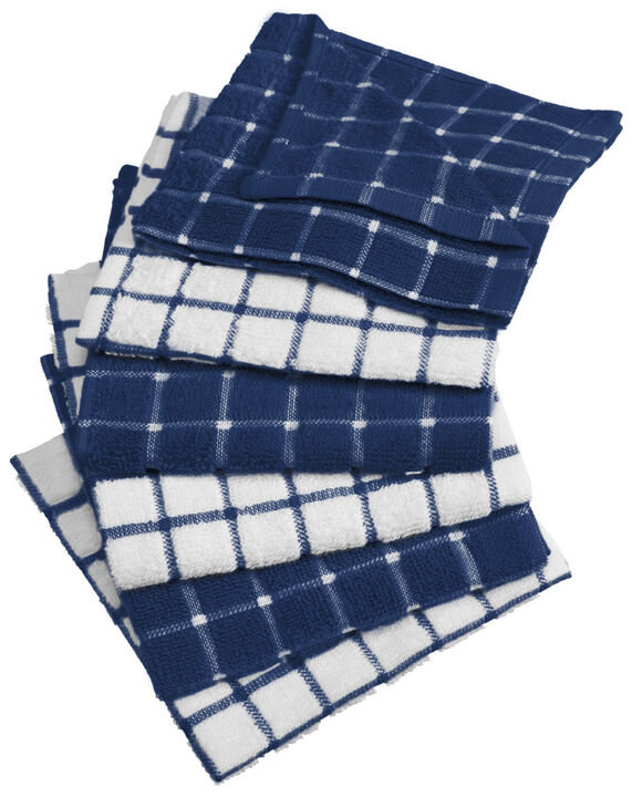 Set of 6 Blue and White Square Assorted Microfiber Absorbent Dishcloth 12"