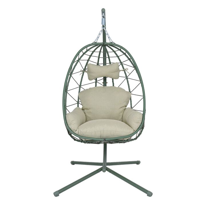 Hivvago Wicker Hanging Egg Chair with Stand