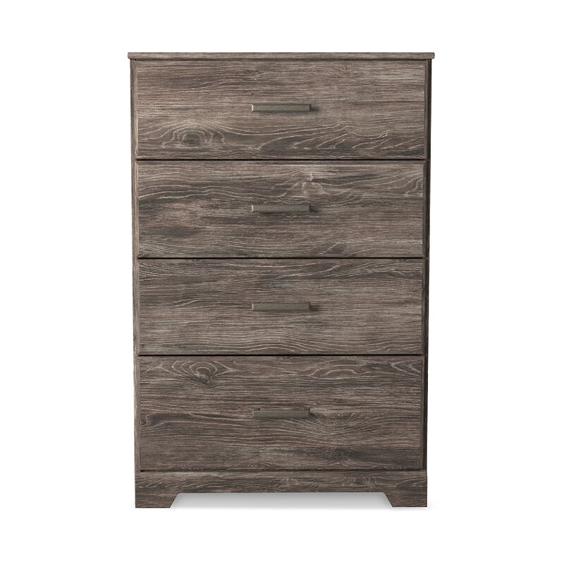 Isnk Tall Dresser Chest, 4 Drawers, Modern Farmhouse Laminate Gray Oak