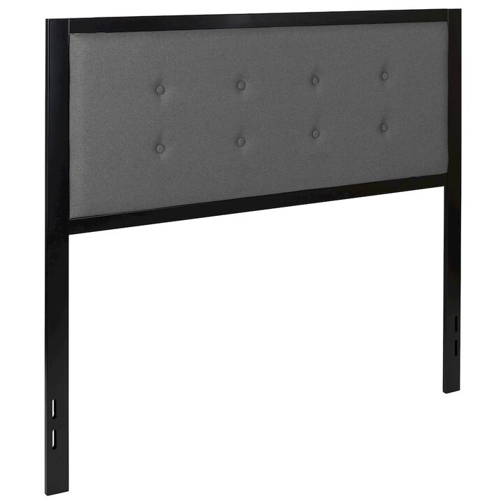 Flash Furniture Metal Tufted Upholstered Full Size Headboard in Dark Gray Fabric