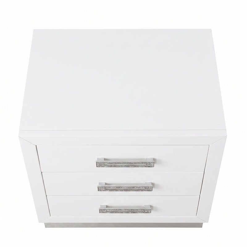 Modern 3-Drawer Nightstand with Crystal Diamond Hardware image number 8