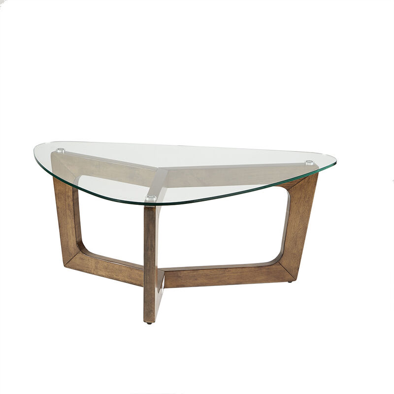 Gracie Mills Lainey Modern Triangle Coffee Table with Solid Wood Frame