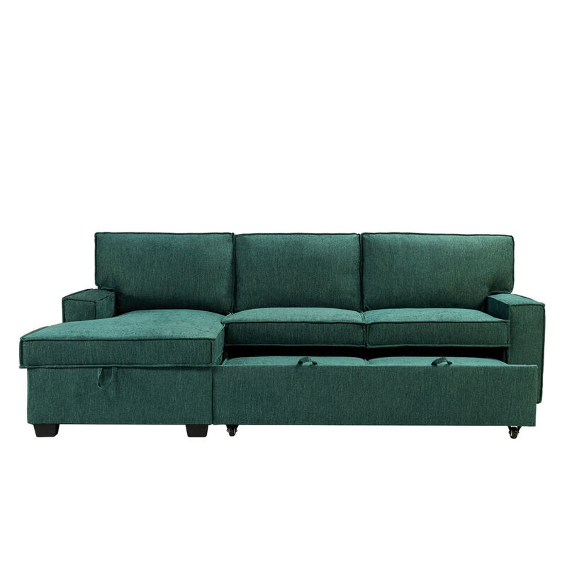 Celadon PUll Out Sleeper Sofa Chaise TEAL