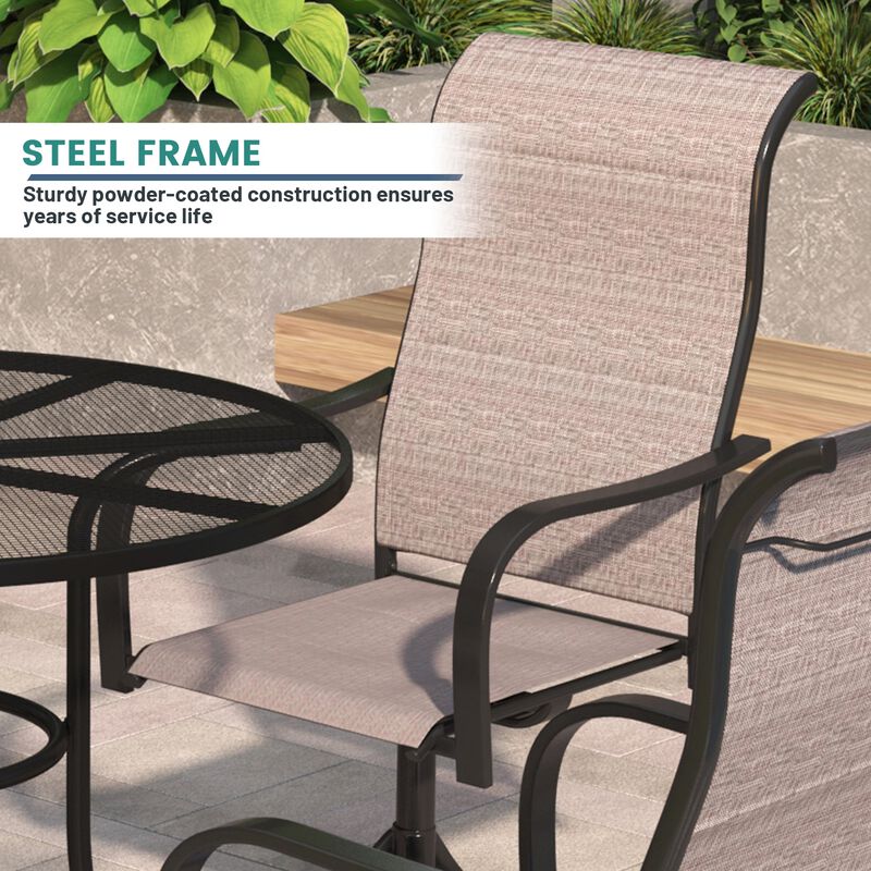 Mondawe Steel Textilene Patio Dining Chair 360-Degree Swivel Chair for Deck Lawn Garden - Brown (Set of 2) image number 1