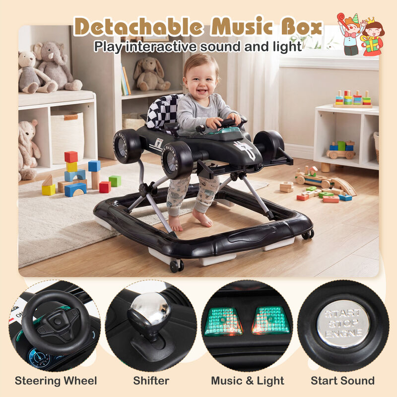 4-in-1 Adjustable Baby Walker with Activity Center and Music Box image number 5