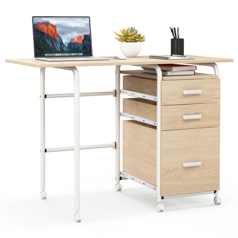 Folding Computer Laptop Desk Wheeled Home Office Furniture image number 0