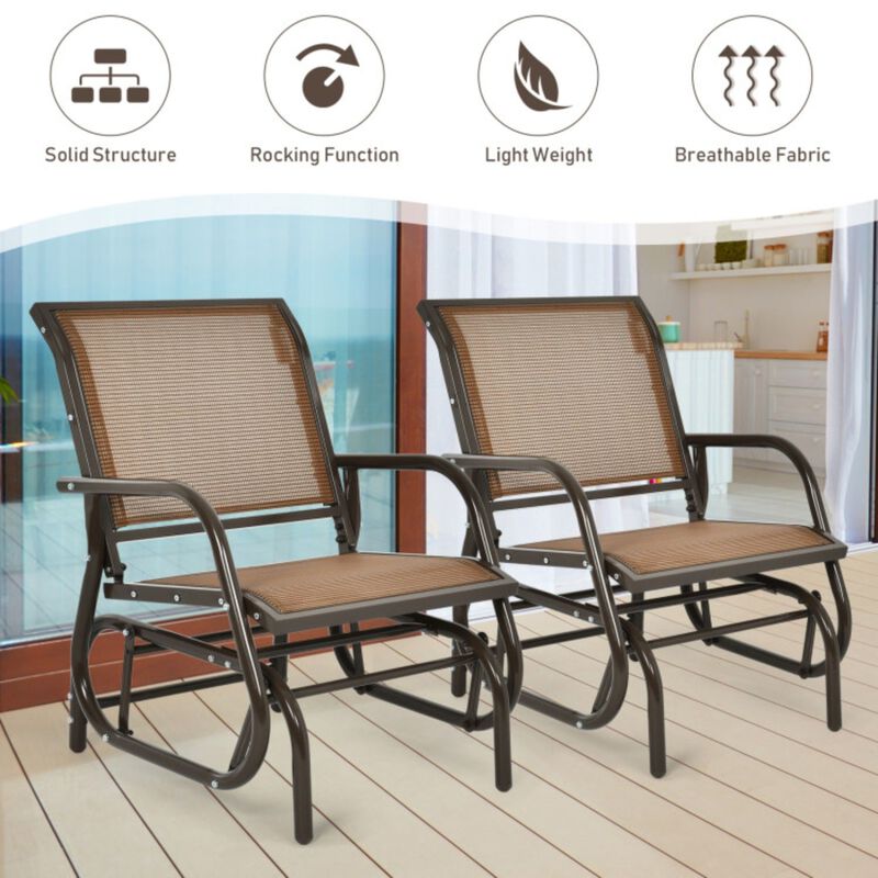 Outdoor Single Swing Glider Rocking Chair with Armrest