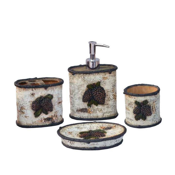 Birch Pinecone 4-Piece Bathroom Set
