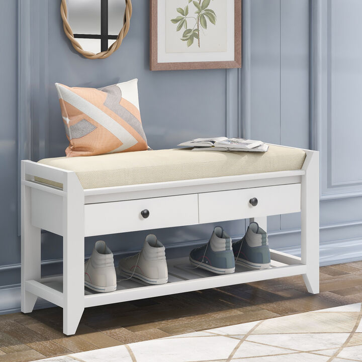 Streamdale Multipurpose Entryway Bench Seat & Drawers (White)
