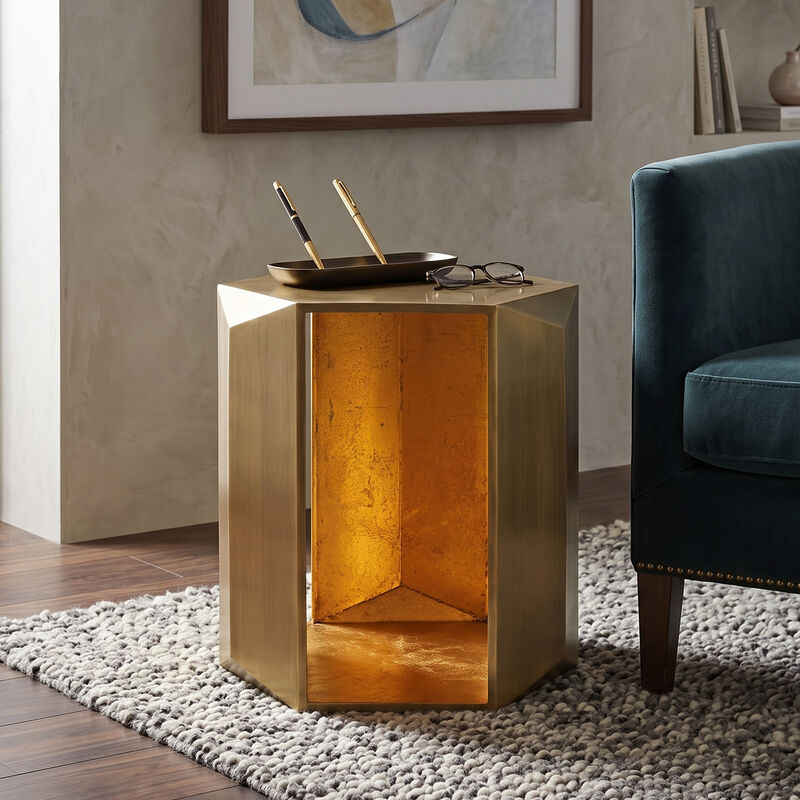 Marovenne Gold Hexagon End Table image number 5