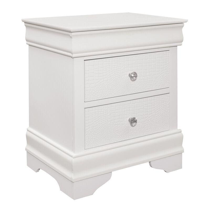 King Bedroom Set, White Wood, 3 Piece Set with 2 Nightstands image number 5