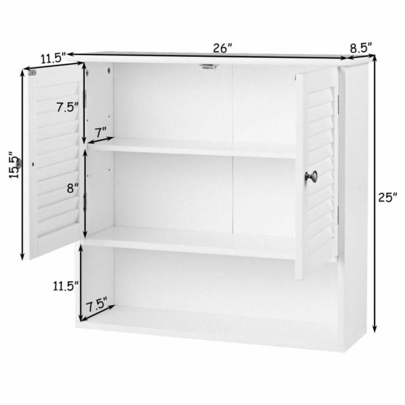 Hivago Double Doors Shelves Bathroom Wall Storage Cabinet