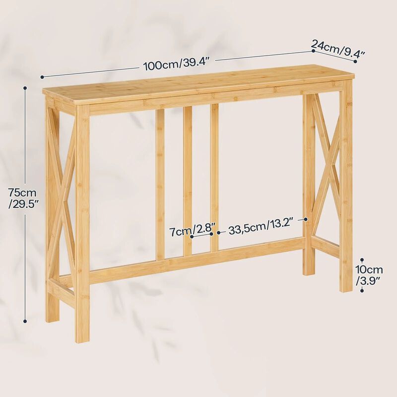 Slim Wicker Console Table with X Frame, Narrow Entryway Hall Table-Natural image number 2