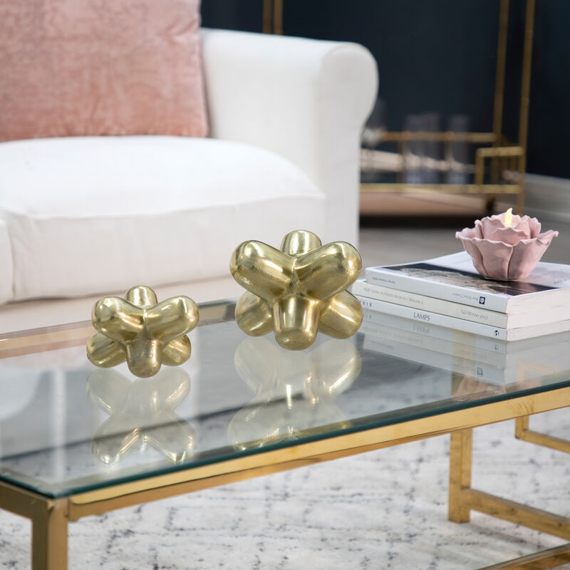 Gold Geometric Orb Sculpture