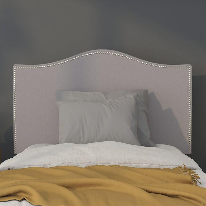 Flash Furniture Upholstered Twin Size Headboard with Accent Nail Trim in Light Gray Fabric image number 5
