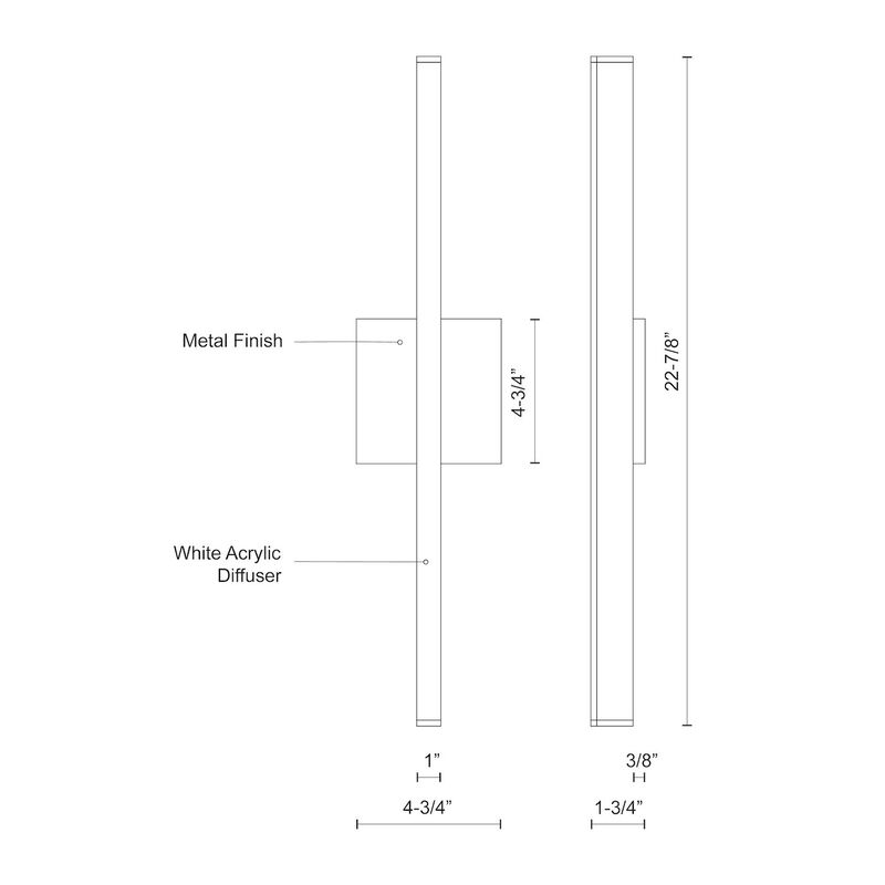 Vega 24-in Black Dimmable LED Wall Sconce image number 6