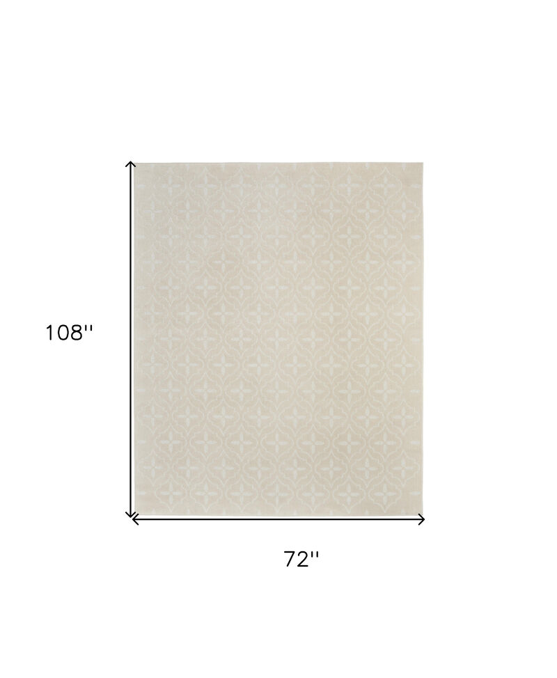 HomeRoots 6' X 9' Ivory And Beige Geometric Indoor Outdoor Area Rug image number 3