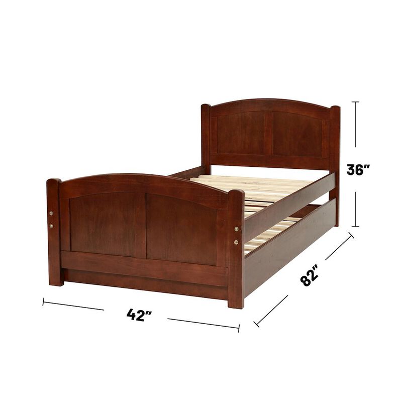 Twin Size Wood Bed With Trundle in Dark Cherry image number 2