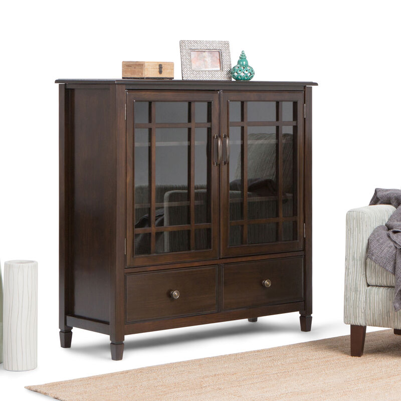 Connaught SOLID WOOD 46 inch Wide Traditional Tall Storage Cabinet in Dark Chestnut Brown image number 1