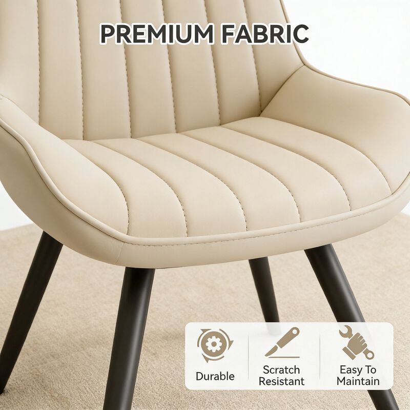 Modern Ribbed Fabric Upholstered Dining Chair Set of 4 image number 6