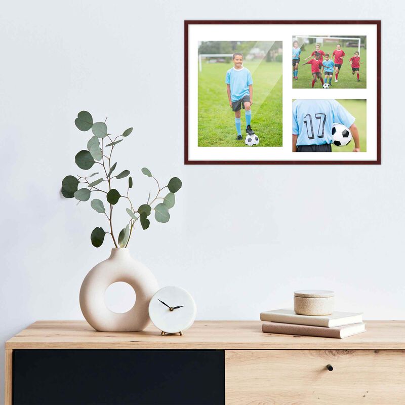 12x17 Wood Collage Frame with a White Mat for 8x10 & 5x7 Pictures