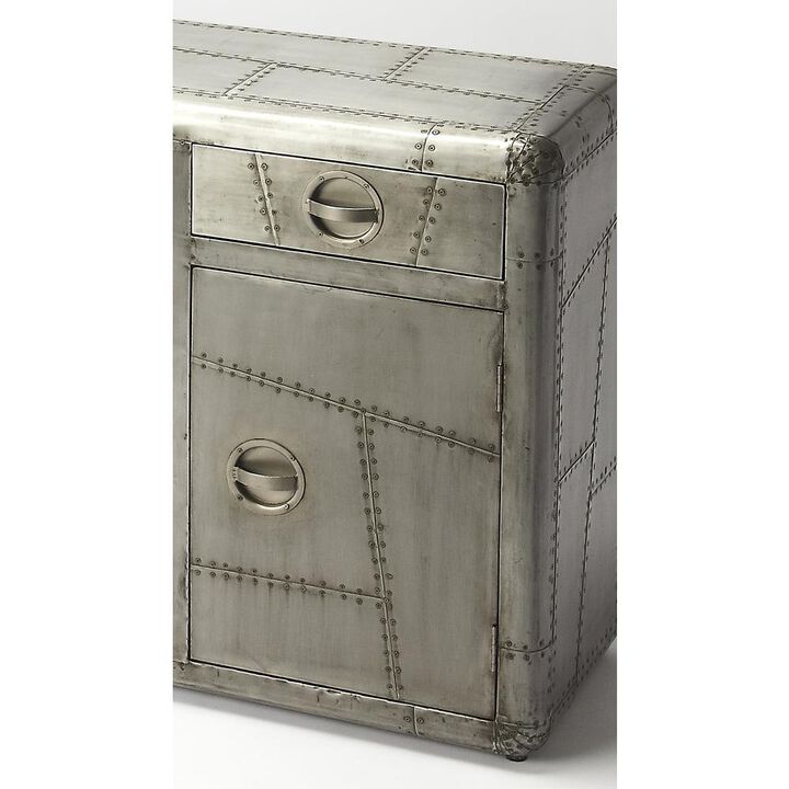 Butler Specialty Company Midway Aviator Metal Console Cabinet, Silver